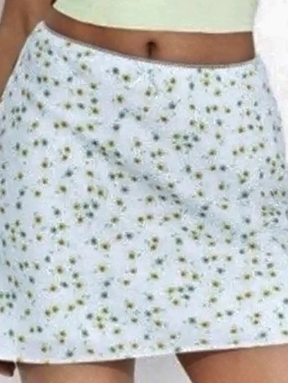 Wild Fable Simple Slip Skirt Blue Yellow Daisy Floral Mini White & Green Small